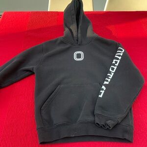 Kids Overtime Black Hoodie with White Lettering